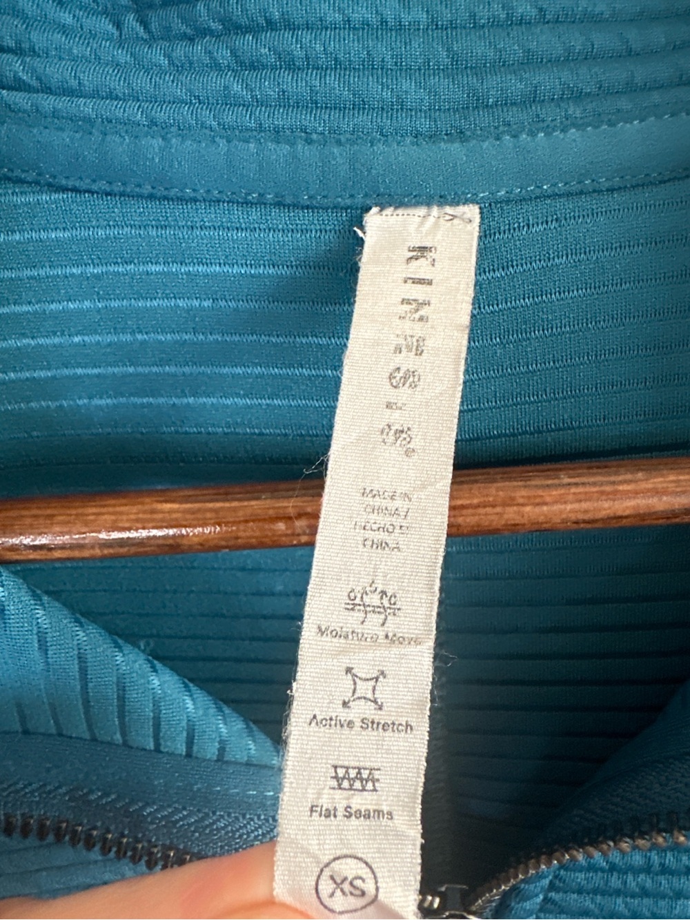 Kinesis XS Teal Textured Quarter Zip Pullover Mock Neck Active Stretch Top - Picture 7 of 9